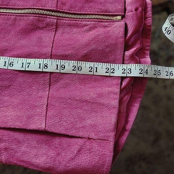 Guillaume magenta suede collarless V-neck zip front jacket - Picture 13 of 16